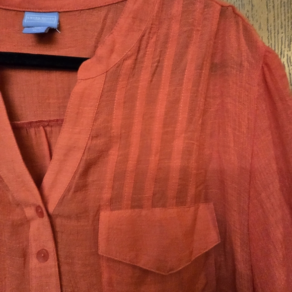 Flowing Coral Tunic Blouse with Pockets - Size 3X - Picture 2 of 7